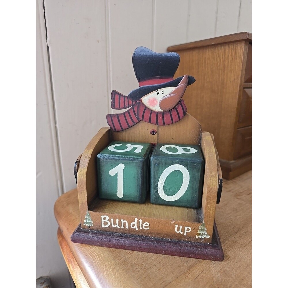 Wooden Country Style Snowman Countdown To Christmas Decor